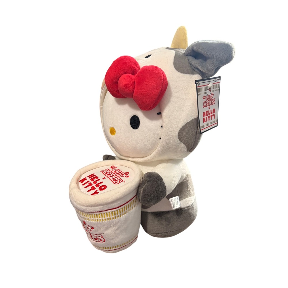 Kidrobot Hello Kitty x Cup Noodles Cow Costume Plush Sanrio‎ Nissin 2022 NWT 13"